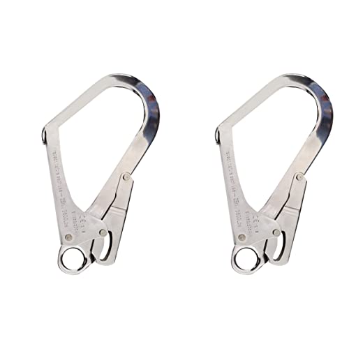 DOITOOL 2Pcs High Strength Alloy Steel Large Drop Forged Double Lock Rebar Snap Hook Safety Fall Protection Lanyard Hook Multifunctional Carabiners