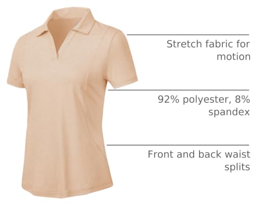 Women's Golf Polo Shirt - V-Neck, UPF 50+, Dry Fit - Medium / Ma Pink
