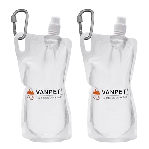 VANPET 1L Hiking Collapsible Water Bottles, 33OZ BPA-Free Plastic