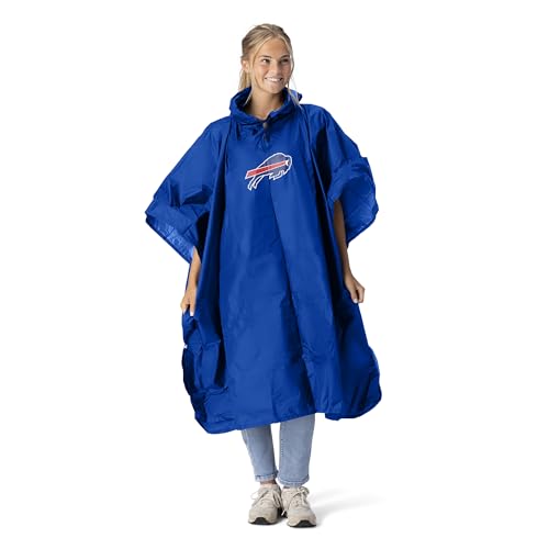 NFL Rain Poncho - Water Resistant Hooded Pullover - Buffalo Bills