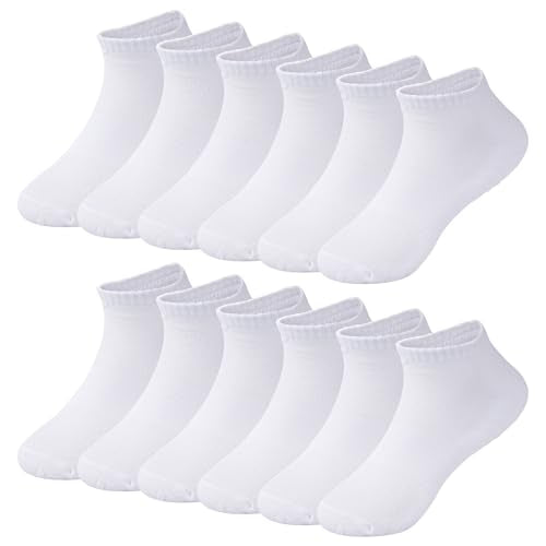 Ankle Running Socks - Cushioned Cotton, Moisture Wicking - One Size, White