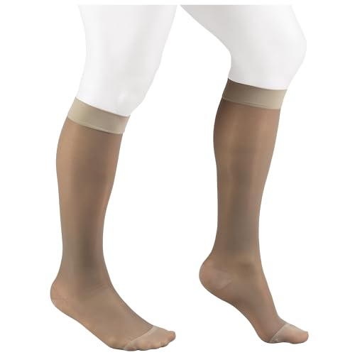 15-20 mmHg Compression Stockings for Women - Knee High, Taupe, Small