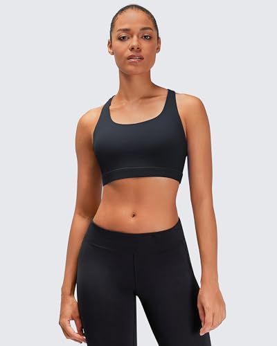 Medium Black Lucky Yoga Women's Strappy Sports Bra for Activewear