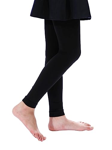 Girls' Microfiber Footless Dance Tights - Ultra Soft Leggings - Black 11-13
