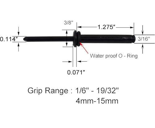 Kayak Paddle Keeper Bungee Holder Kit - Pack of 2 with Rivets