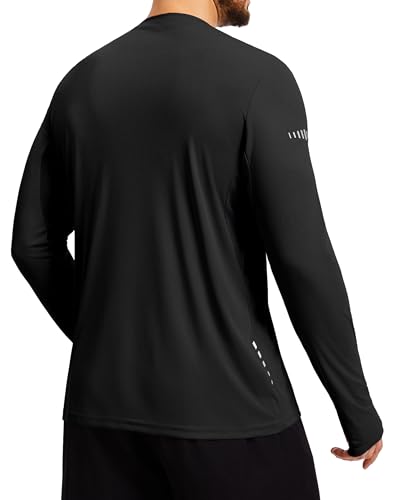 Men's UPF 50+ Sun Protection Long Sleeve Rash Guard - Black, Small