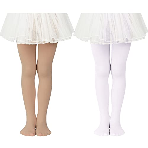 Ballet Dance Tights for Girls 3-6 Years - Nude & White