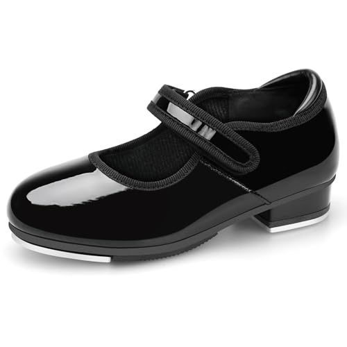 Tap Shoes for Toddler Girls - Black - PU Non-Slip Dance Shoes