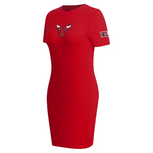 NBA Women’s Bodycon Dress - Chicago Bulls Chenille Classic Jersey Cotton, X-Large Red