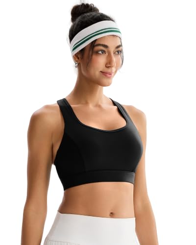 RUNNING GIRL High Support Sports Bras for Women B-DD, Large Black