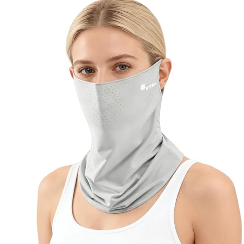 UV Protection Face Mask - Breathable Cooling Bandana - Light Gray, Medium