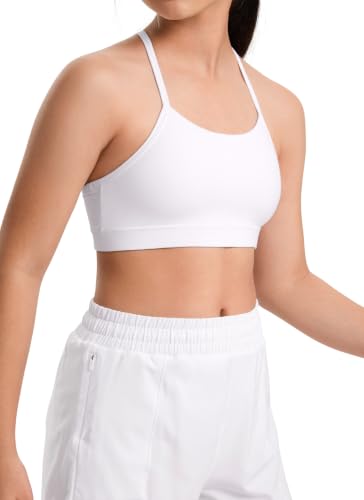 CRZ YOGA Girls Butterluxe Y-Back Sports Bra (Large, White) - Brand USPs