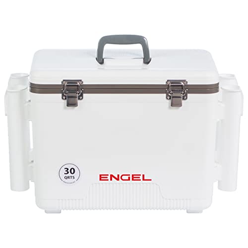 Engel UC30 Leak-Proof Drybox Cooler with Rod Holders - White