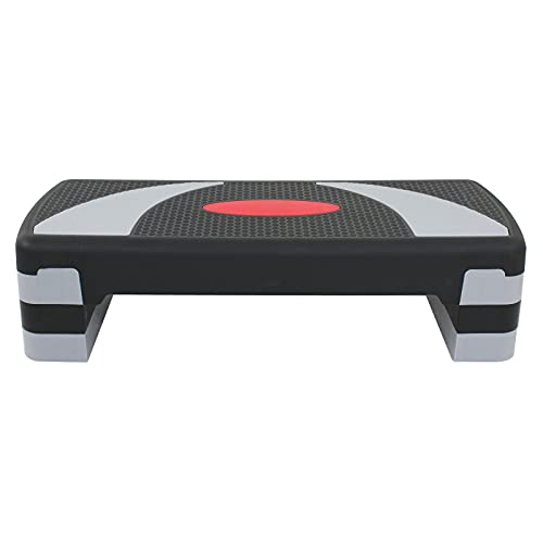 Aerobic Step Platform - 31-Inch Adjustable Workout Stepper - Black-Grey