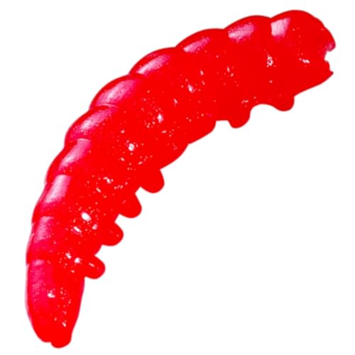 PowerBait Honey Worm Soft Plastic Fishing Bait - Red, 1-Inch, 55 Pack