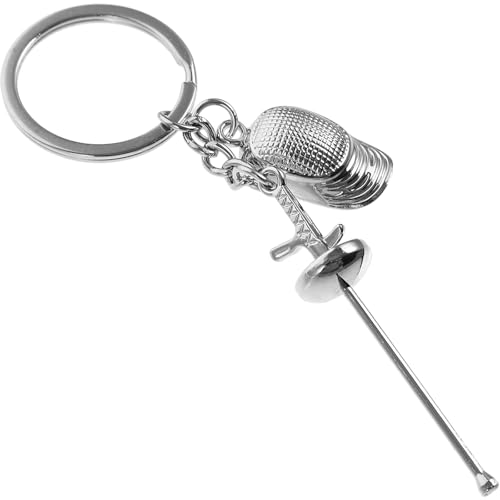 Yardwe B Fencing Keychain Metal Souvenir for Fencer, Handbag Charm Gift