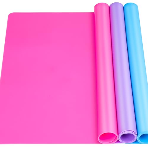 Silicone Mats for Resin Crafts - 3 PCS Nonstick Pads in Pink, Purple & Blue - 15.7” x 11.7”