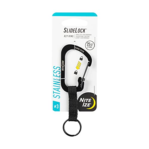 Locking Carabiner Key Ring - Stainless Steel - 3-25lb Capacity