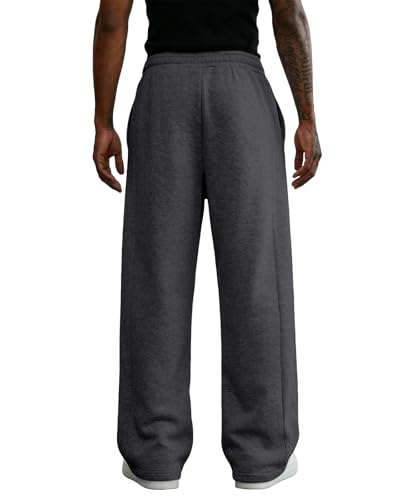 Pillxter Men’s Baggy Sweatpants Cotton Fleece Wide Leg Lounge Pants Dark Gray Large with Pockets