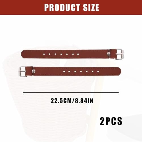 2PCS Adjustable Brown Leather Bike Basket Straps - Vintage Style
