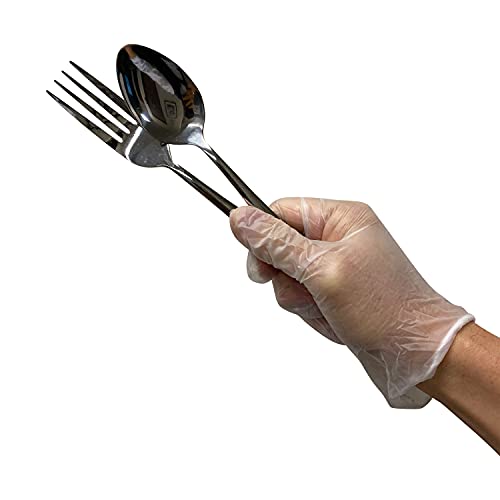 KingSeal LARGE Vinyl General Purpose Disposable Gloves, Powder-Free, 4 mil, Clear - 4 boxes of 100 Gloves by Weight (400 Count)