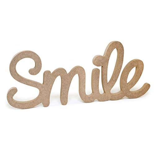 "Smile" Wood Word Decor Unfinished Letters Hanging Sign - 12 x 4.5 Inches