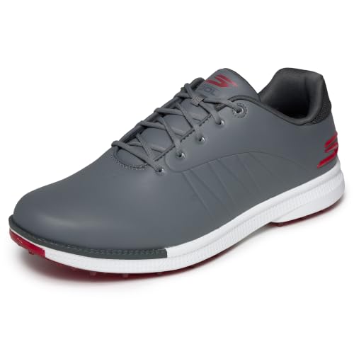 Men's Waterproof Golf Shoes - Gray/Red, 12 Wide