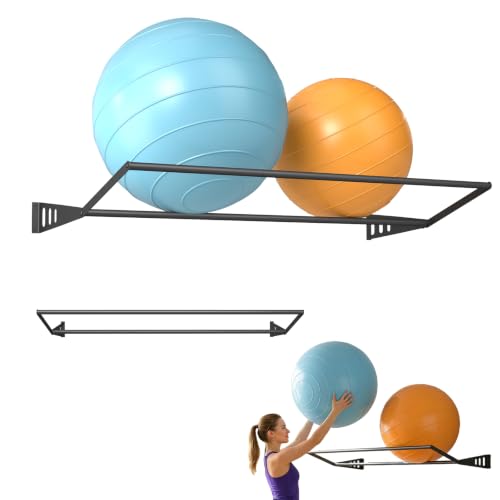 Wall Mounted Exercise Ball Rack for Yoga & Fitness Balls - Holds 2
