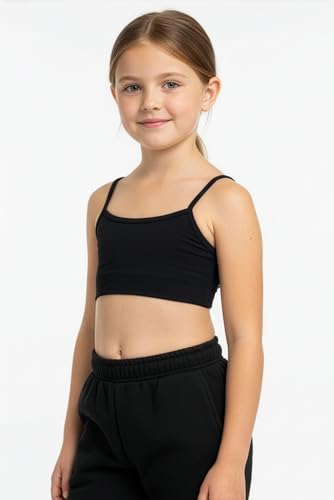 Kurve Kids Girls Seamless Training Sports Bra 9-14 Years Black/White 2-Pack Made in USA