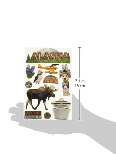 Dimensional Glitter Accent Travel Scrapbook Sticker Sheet - Alaska Last Frontier