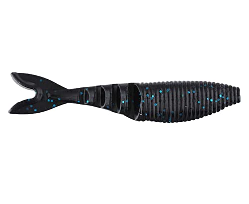 Zako Swimbait - 4 Inch Black with Large Blue Flake - 6 Pack