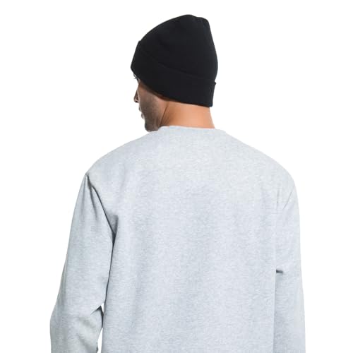 Warm Windproof Black Cuffed Beanie - Thick Knitted Skull Cap
