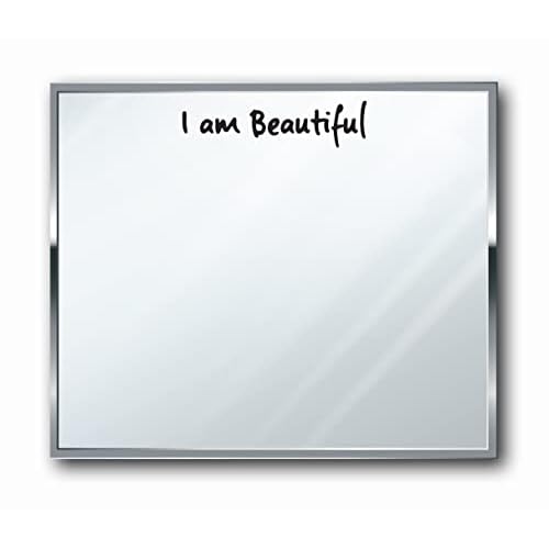 The I am Me Movement- Inspirational Stickers, Mirror Decals, Bathroom D?cor , Peel & Stick Wall Decal, Mirror Decor, Vinyl Decal, Mirror Stickers (I am Beautiful (Sm w/ Mini)) Black