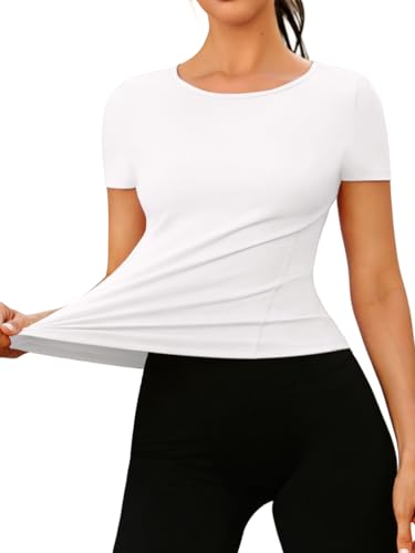 Women's Short Sleeve Fitted Workout Top - Yoga Gym T-Shirt