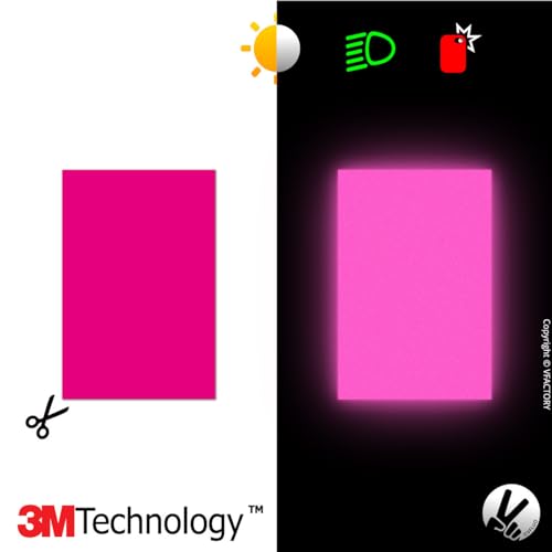 VFLUO Reflective Sticker Sheet for Bikes & Helmets - Pink 4x6 in - 3M Technology for High Visibility