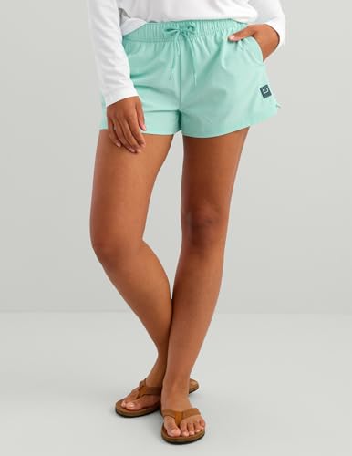 HUK Women's Isla 2.5-Inch Fishing Shorts with Built-in Brief & UPF 30+ Sun Protection - Caicos Large