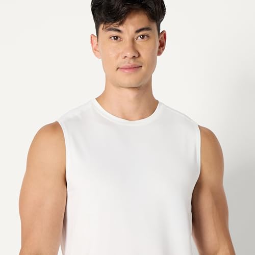 Men's Quick Dry Sleeveless Muscle Shirt - White, Large