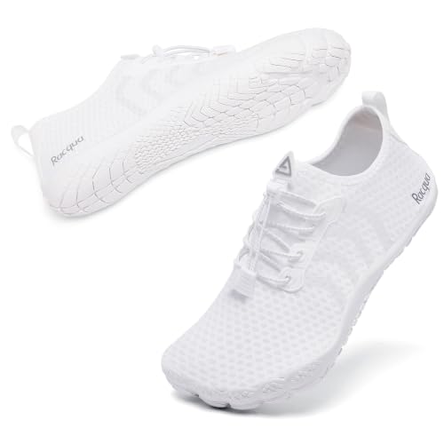 Racqua Water Shoes for Men & Women - Quick Dry Barefoot Athletic Swim Shoes, White 35, Wz1115