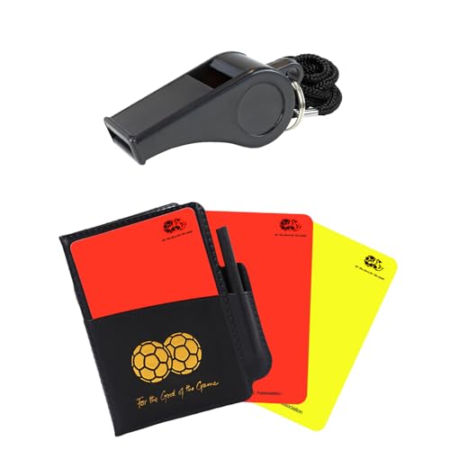 Soccer Referee Kit with Loud Whistle & Red Yellow Cards - Black Whistle+Cards Set