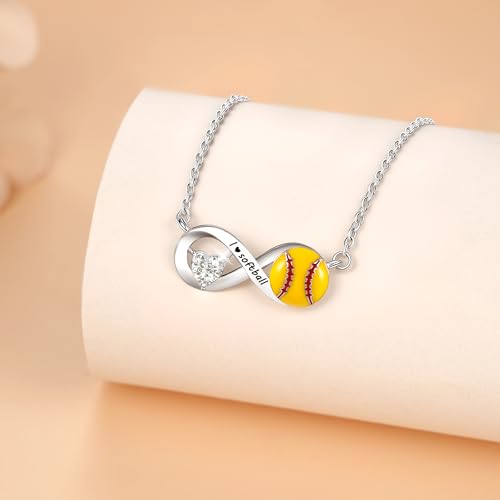 Softball Necklace - Silver Sport Jewelry for Girls & Women