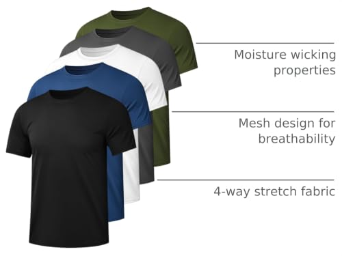 Men's Dry Fit Short Sleeve Workout T-Shirts - Moisture Wicking & Breathable