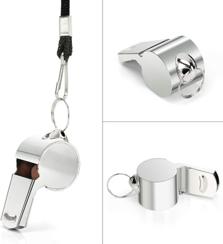 Super Loud Stainless Steel Sports Whistle with Lanyard - 2 Pack