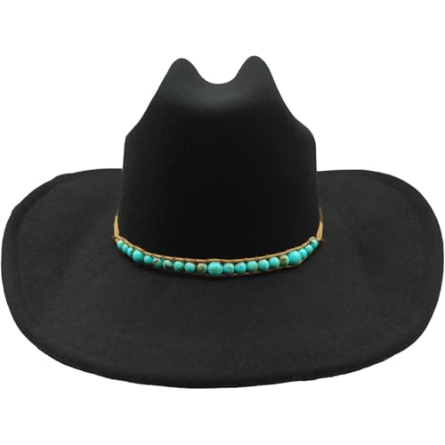 Hat Band for Cowboy Cowgirl Turquoise Beaded Replaceable Belt for Panama Fedora - Little turquoise