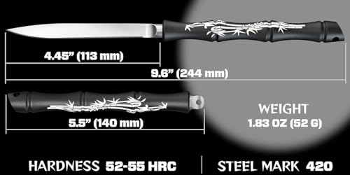 Grand Way Jet Black 5.5" Japanese Utility Pocket Knife with Letter Opener, Multifunction EDC Tool for Men & Women