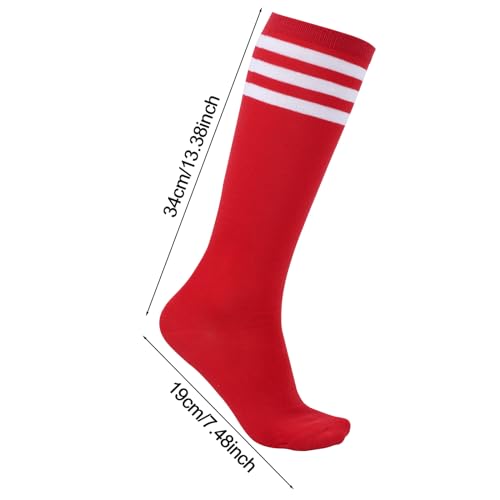 Kids Soccer Socks - Youth Baseball Softball Athletic Socks - Red/White