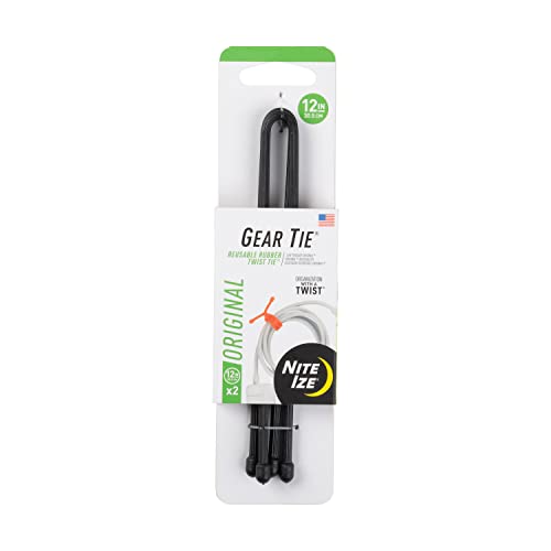 Reusable Rubber Twist Ties - 12 Inch Black, 2-Pack