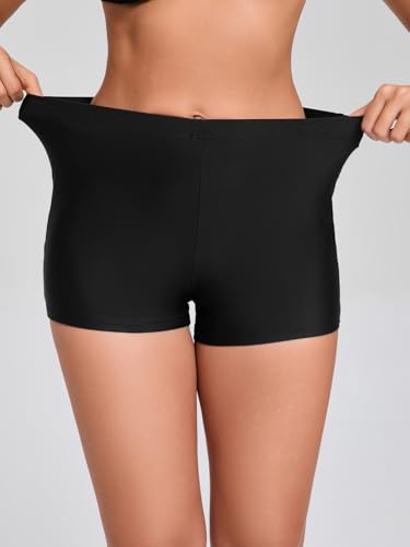 Danga Bay Women's High Waisted Tummy Control Swim Shorts Medium Black