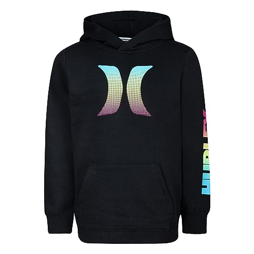 Hurley Boys' Graphic Pullover Hoodie Black Multi Large Kids Sweatshirt