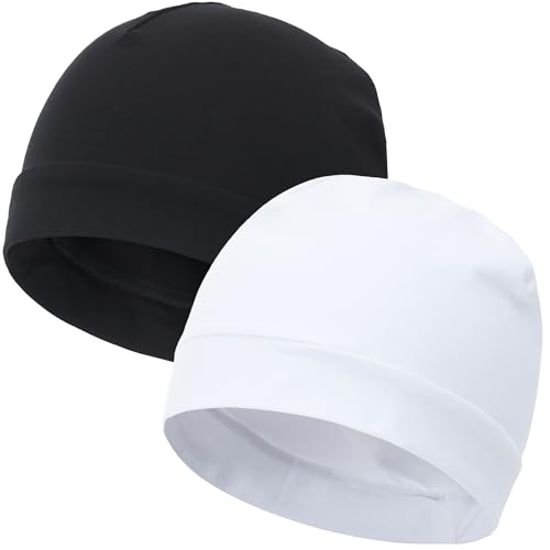 Cotton Skull Caps Beanie Night Cap Sleep Hats - Black & White