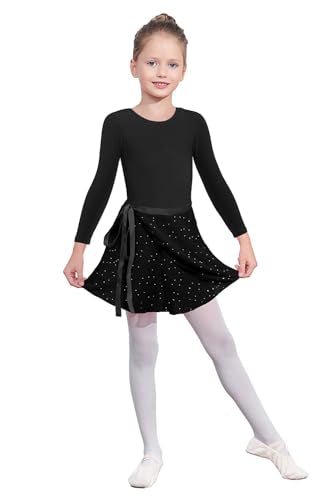 Ballet Leotard Dress for Girls - Longsleeve Black 4-5T